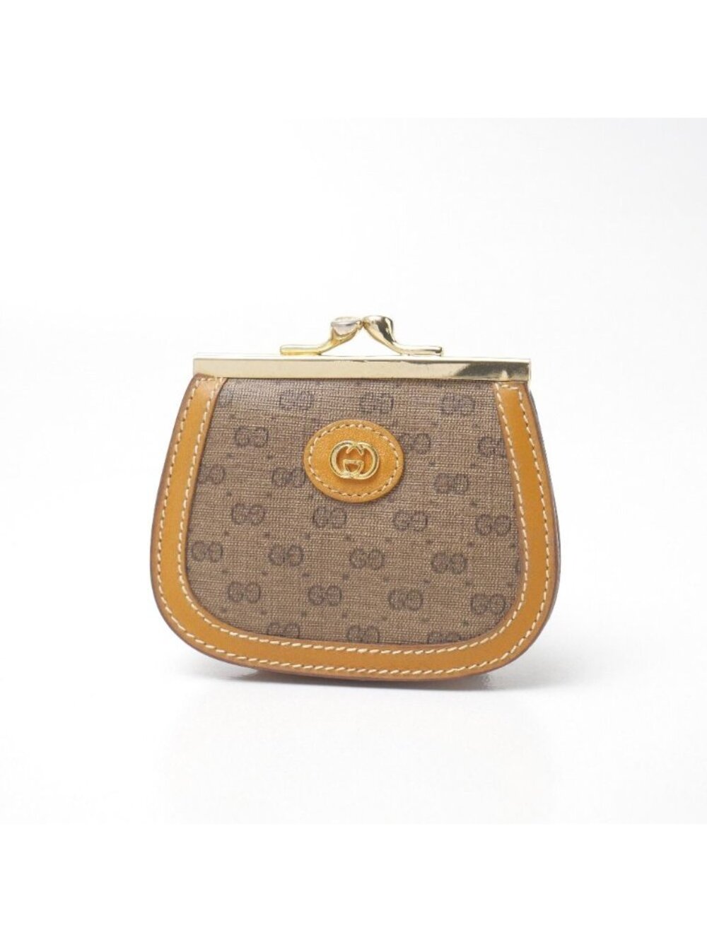 Gucci Vintage Coin Purse GG Kiss Lock Leather